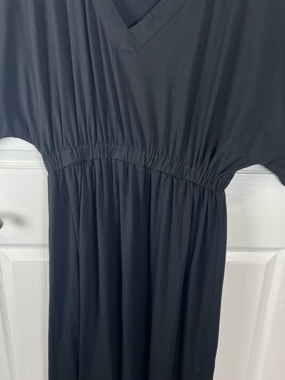 Able black Nina dolman sleeve v neck cinched waist midi dress XL - Picture 5 of 8